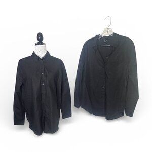 Forever 21 Black Button Up Shirt Long Sleeve Lightweight Work Shirt Sz S (2 pcs)